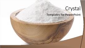  Presentation with salt - Presentation theme with sodium - wooden bowl of salt isolated background and a white colored foreground