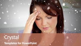  Presentation with falling snow - Beautiful PPT theme featuring sofa against snow falling backdrop and a  colored foreground