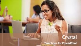  Presentation with lunch learn - Colorful slides enhanced with sofa and eating lunch backdrop and a coral colored foreground