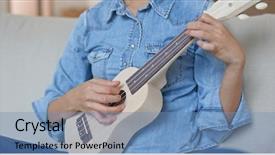  Presentation with ukulele - Audience pleasing presentation consisting of sofa and play with ukulele backdrop and a teal colored foreground
