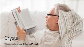  Presentation with old age - Colorful presentation theme enhanced with sofa and reading book backdrop and a mint green colored foreground