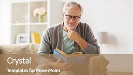  Presentation with old age - Presentation theme with sofa and reading book background and a coral colored foreground