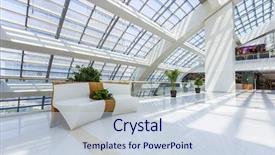  Presentation with middle east dubai mall shopping - Audience pleasing theme consisting of sofa and shopping mall interior backdrop and a sky blue colored foreground