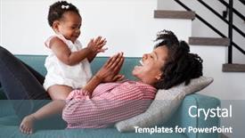  Presentation with mother baby - Slide deck featuring sofa at home playing clapping background and a ocean colored foreground