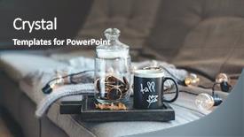  Presentation with living life - Audience pleasing slide deck consisting of sofa decorated with led lights backdrop and a dark gray colored foreground