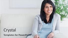  Presentation with sensuality woman black angel relaxing - Beautiful theme featuring sofa in a living room backdrop and a  colored foreground