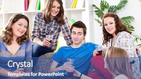  Presentation with living room - Slide deck having sofa in living room drinking background and a ocean colored foreground