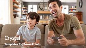  Presentation with video game - Amazing slides having sofa in lounge playing video backdrop and a violet colored foreground