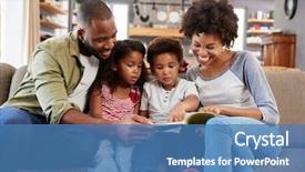  Presentation with family reading - Slide set featuring sofa in lounge reading background and a teal colored foreground