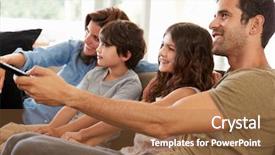  Presentation with lounge - Beautiful slides featuring sofa in open plan backdrop and a red colored foreground