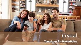  Presentation with television watching - Cool new PPT theme with sofa in open plan backdrop and a coral colored foreground