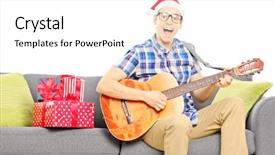  Presentation with moving christmas images nativity - Presentation design with sofa playing an acoustic guitar background and a white colored foreground