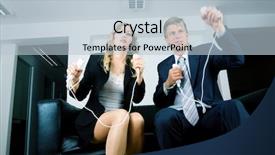  Presentation with electronic health records emr - Audience pleasing theme consisting of sofa playing an electronic game backdrop and a  colored foreground