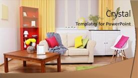  Presentation with room interior design - Audience pleasing presentation theme consisting of flower lamp shade - modern interior design living room backdrop and a lemonade colored foreground