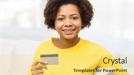  Presentation with earn money for shopping online - Theme having sofa with credit or debit background and a yellow colored foreground