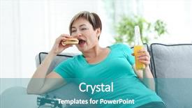  Presentation with hamburger - Slide set consisting of sofa with hamburger soda background and a teal colored foreground