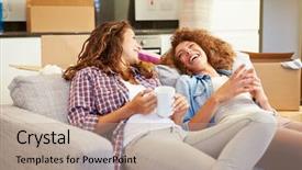  Presentation with new home - PPT layouts consisting of fairtale - frozen branches covered with frost background and a light blue colored foreground