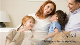  Presentation with children parents - Presentation enhanced with sofa with red cat background and a coral colored foreground