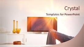  Presentation with living room - PPT layouts consisting of sofa with television in contemporary background and a  colored foreground