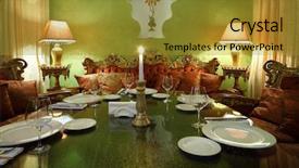  Presentation with indian restaurant - Beautiful theme featuring sofas in luxury restaurant backdrop and a gold colored foreground