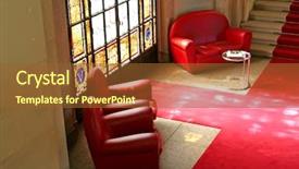  Presentation with stained glass - Presentation having sofas-in-waiting-area background and a tawny brown colored foreground