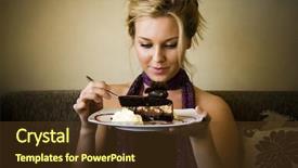  Presentation with eating disorders - Slides featuring sofisticated food - beautiful young woman sitting background and a tawny brown colored foreground