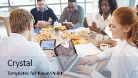  Presentation with business laptop globe satellite - Audience pleasing slides consisting of sofisticated food - business colleagues using laptop backdrop and a light blue colored foreground