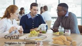  Presentation with digital detoxification - Audience pleasing presentation theme consisting of sofisticated food - businessman using digital table while backdrop and a coral colored foreground