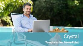  Presentation with sun - Colorful PPT layouts enhanced with sofisticated food - smart man relaxing on sun backdrop and a teal colored foreground