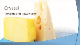  Presentation with blue - Beautiful presentation theme featuring soft-and-hard-cheeses backdrop and a cream colored foreground