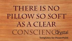  Presentation with proverb - Colorful presentation design enhanced with soft as a clear conscience backdrop and a coral colored foreground