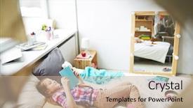  Presentation with free school - Beautiful PPT theme featuring soft bed pillows and reading backdrop and a coral colored foreground