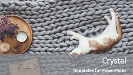  Presentation with knitted knitting needle - PPT theme with soft bed scandinavian style autumn background and a gray colored foreground