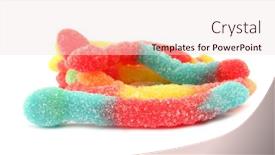  Presentation with worm - Presentation theme featuring soft-candies-worm-shaped background and a lemonade colored foreground