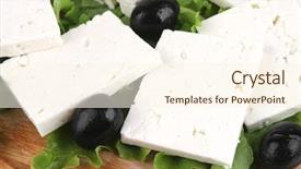  Presentation with cheese - PPT theme enhanced with soft cheese on wooden plate background and a cream colored foreground