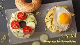  Presentation with avocado - Slides having soft cheese tomato cucumber alfalfa background and a tawny brown colored foreground