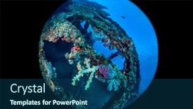  Presentation with cargo ship - Theme having soft-corals-hang background and a ocean colored foreground