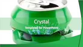  Presentation with soft drink - Slide deck having soft drink cans - crumpled can on white background background and a shamrock green colored foreground