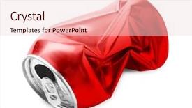  Presentation with soft drink - Theme consisting of soft drink cans - crumpled empty can on white background and a lemonade colored foreground