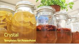  Presentation with bottle - Cool new slide deck with soft drink cans - glass bottle of compote backdrop and a  colored foreground