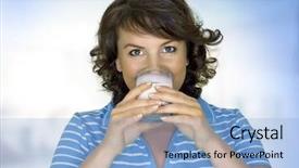  Presentation with milk bottle and milk glass - Cool new presentation theme with soft drinks teeth - young woman with a glass backdrop and a light blue colored foreground