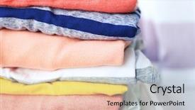  Presentation with china clothes washing - Presentation design with soft edge - pile of clothes closeup background and a  colored foreground