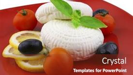  Presentation with feta cheese - Colorful presentation design enhanced with soft-feta-salted-cheese backdrop and a  colored foreground