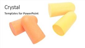  Presentation with protected hearing ear plugs - Slides with soft foam ear plugs background and a white colored foreground
