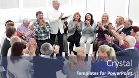  Presentation with old people - Cool new PPT theme with soft-focus-at-old-people backdrop and a ocean colored foreground