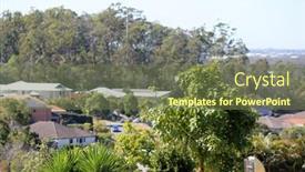 Presentation with estate - Colorful presentation design enhanced with soft focus background of residential estate australia backdrop and a tawny brown colored foreground