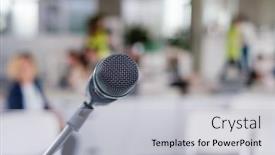  Presentation with empty stage - PPT theme enhanced with soft-focus-of-stand background and a light gray colored foreground