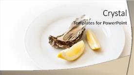  Presentation with oyster - Cool new presentation theme with soft focus restaurant delicacy backdrop and a white colored foreground