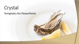  Presentation with oyster - PPT layouts featuring soft focus restaurant delicacy background and a white colored foreground