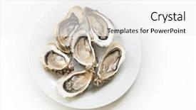  Presentation with restaurant - Slide deck with soft focus restaurant delicacy background and a white colored foreground